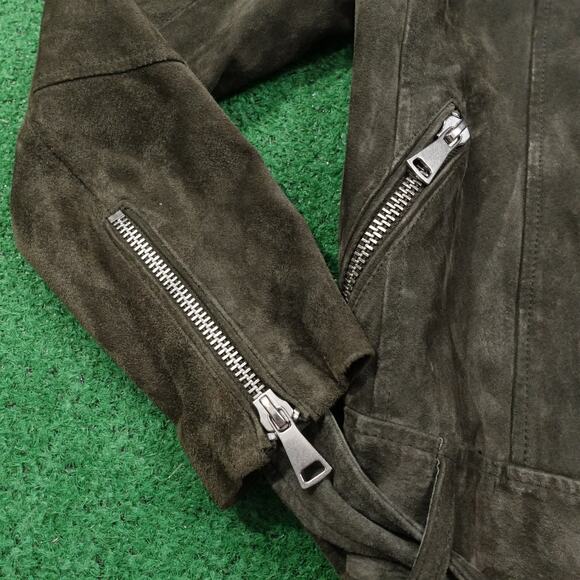 H&M SUEDE LEATHER BIKER STYLE HEAVY METAL JACKET WOMENS SIZE 8 - Picture 5 of 10